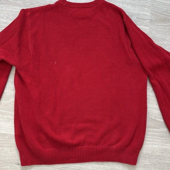 Vintage 90s Tommy Hilfiger Cotton Knit Sweater Red size L - Picture 7 of 8